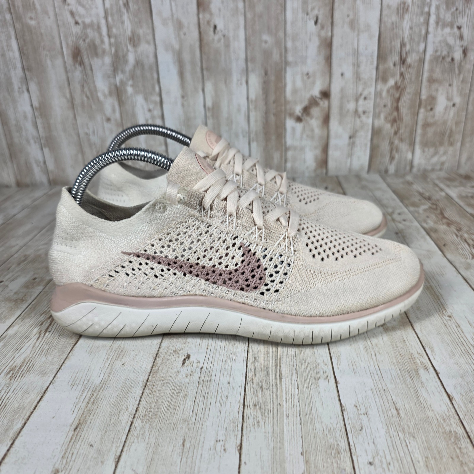 Nike Free RN 2018 Running Shoes Knit Sneakers Lightweight Pink Beige US 9