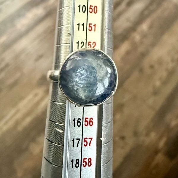 Stunning Blue Kyanite Ring 925 Sterling Silver Simple Round Cut Size 6 New