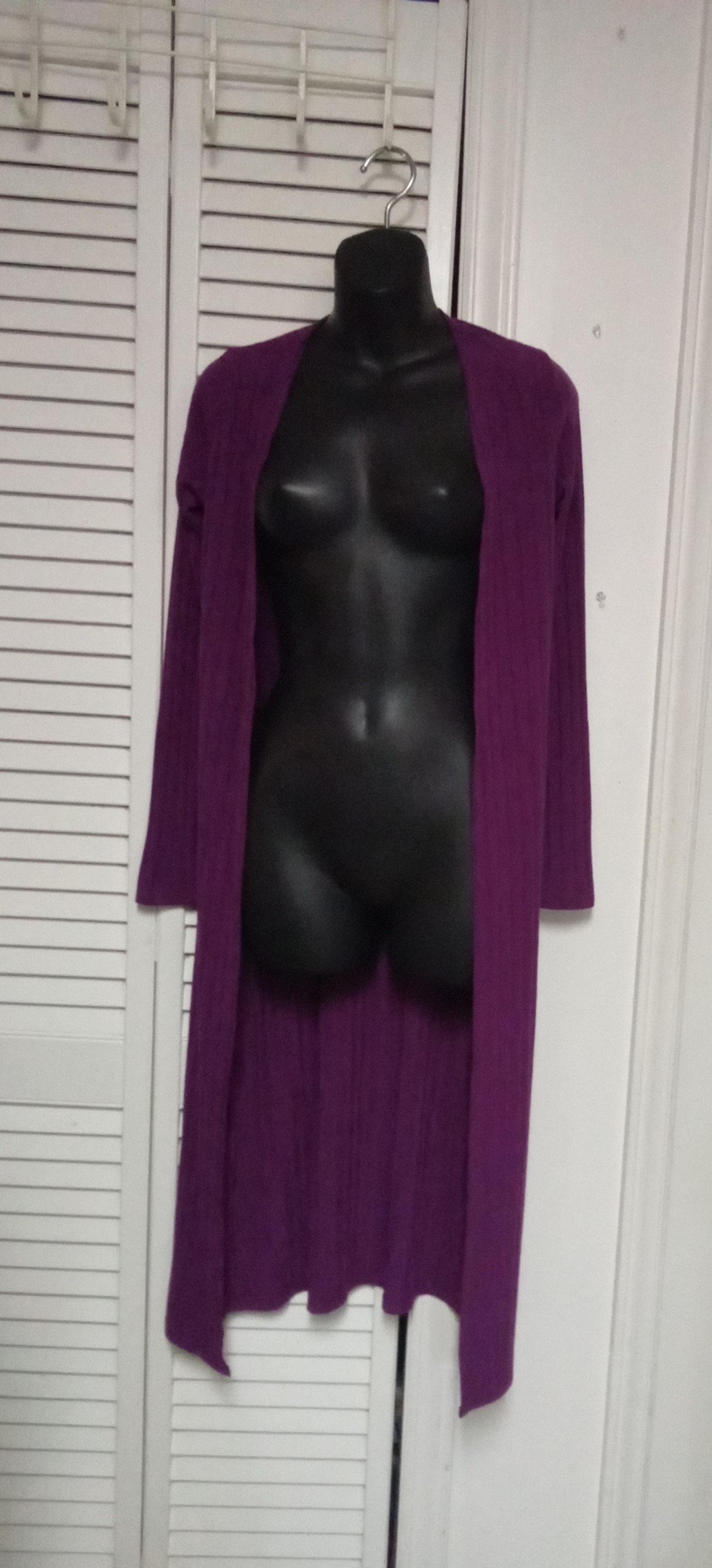 Fashion Nova Womens Ribbed Purple Plum Cardigan Duster Sweater Size XS