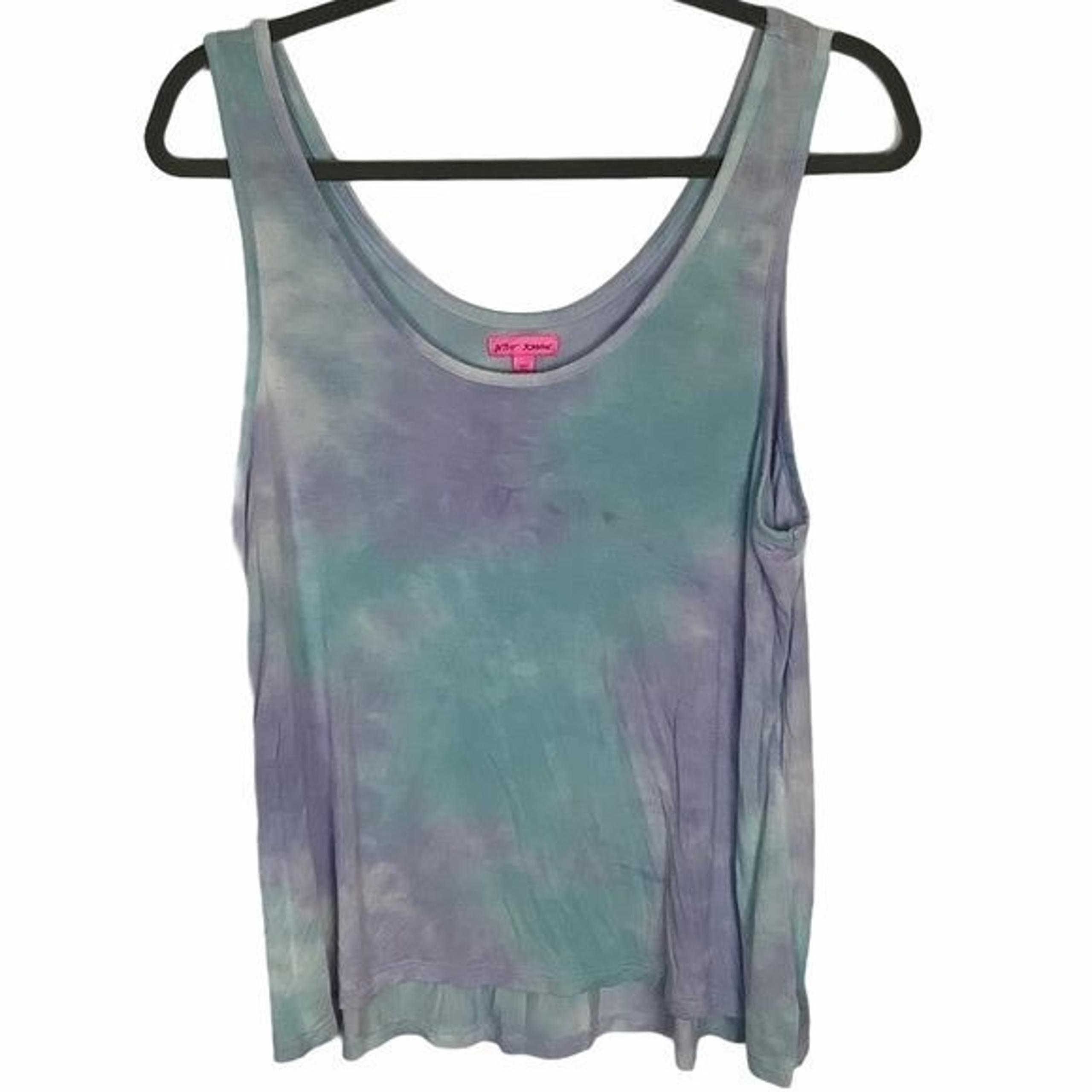 Betsey Johnson Tank Top Women Size Large Tie Dye Blue Purple High Low