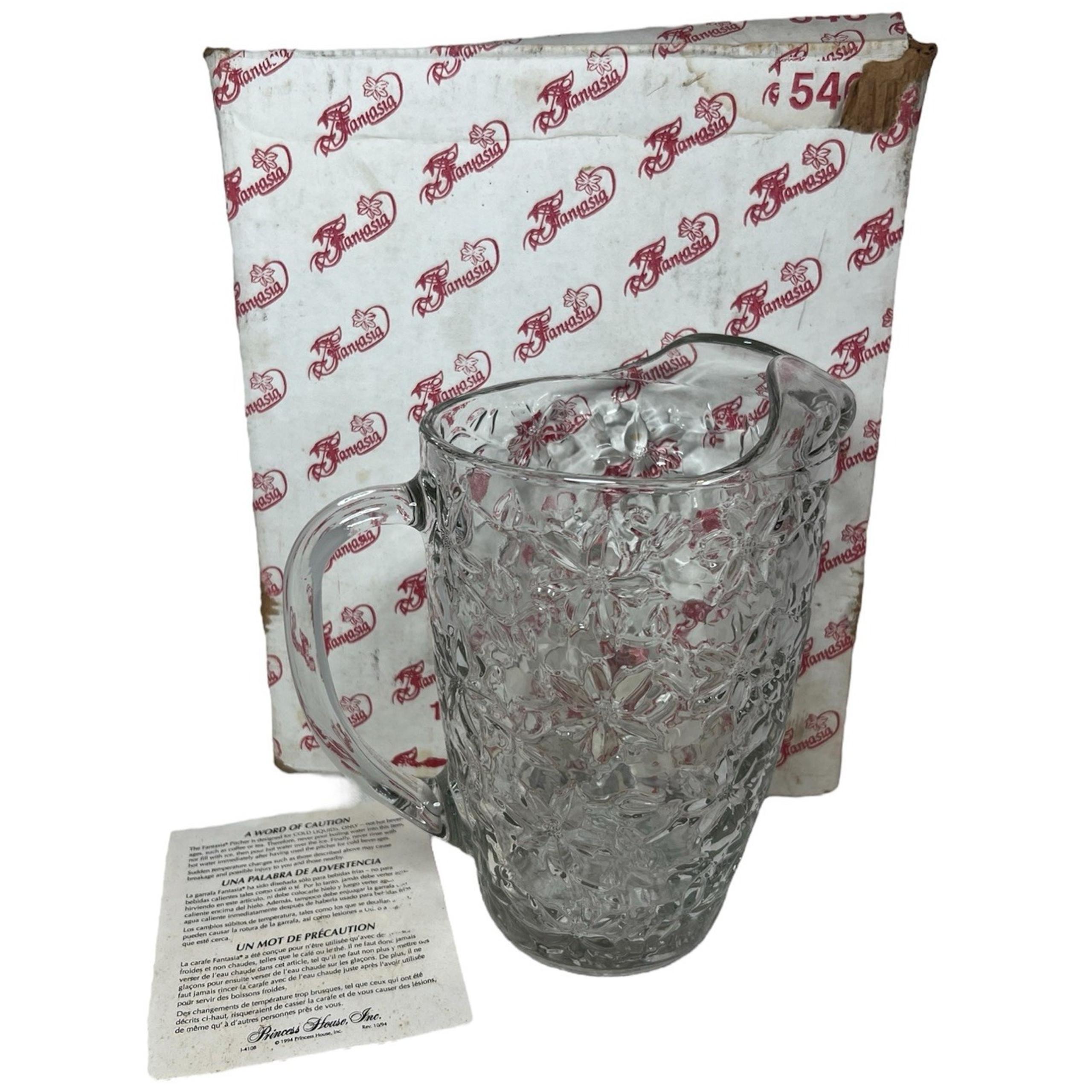 PRINCESS HOUSE Crystal Poinsettia FANTASIA 56oz Water Pitcher Ice Lip With Box