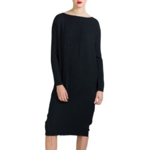 BLACK CRANE Slim Dress Relaxed Deconstructed Lagenlook Midi
