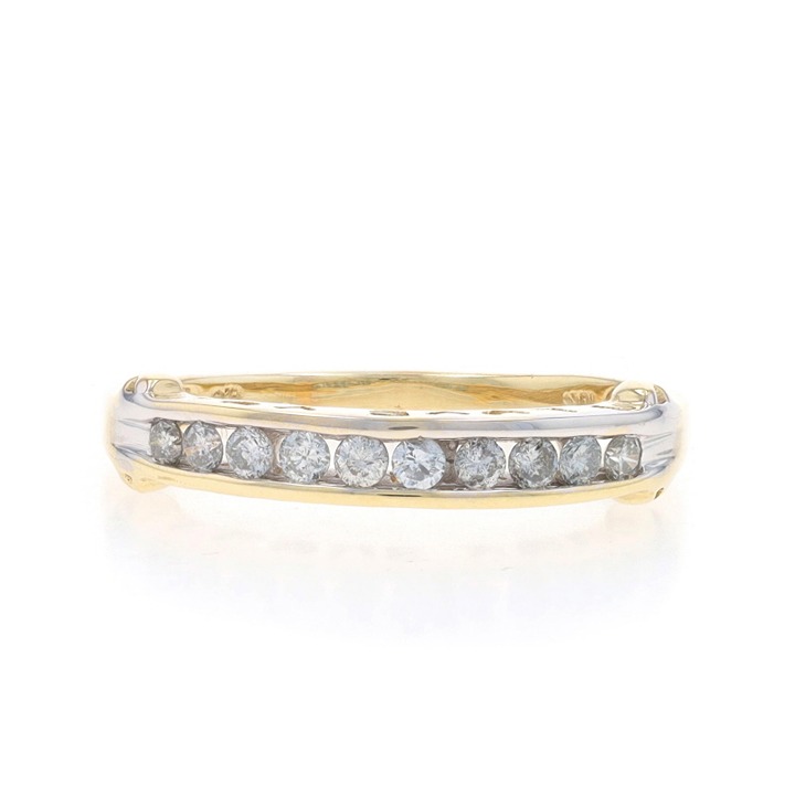 Yellow Gold Diamond Wedding Band 10k Round .30ctw Hearts Channel Set Ring LX3620