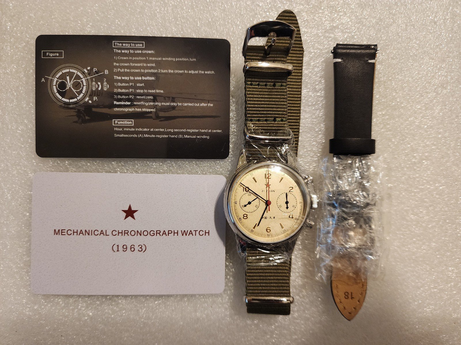 WatchMen's Mechanical Wristwatch, Seagull 1963 Aviation Chronograph Pilot