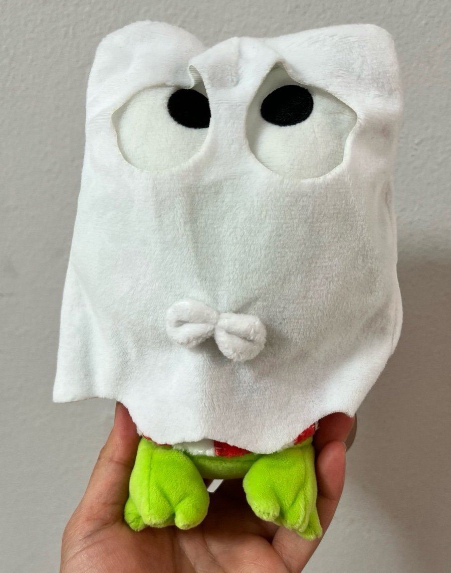 Sanrio Keroppi Green Frog Halloween glow in the dark white Ghost Plush Trinket.