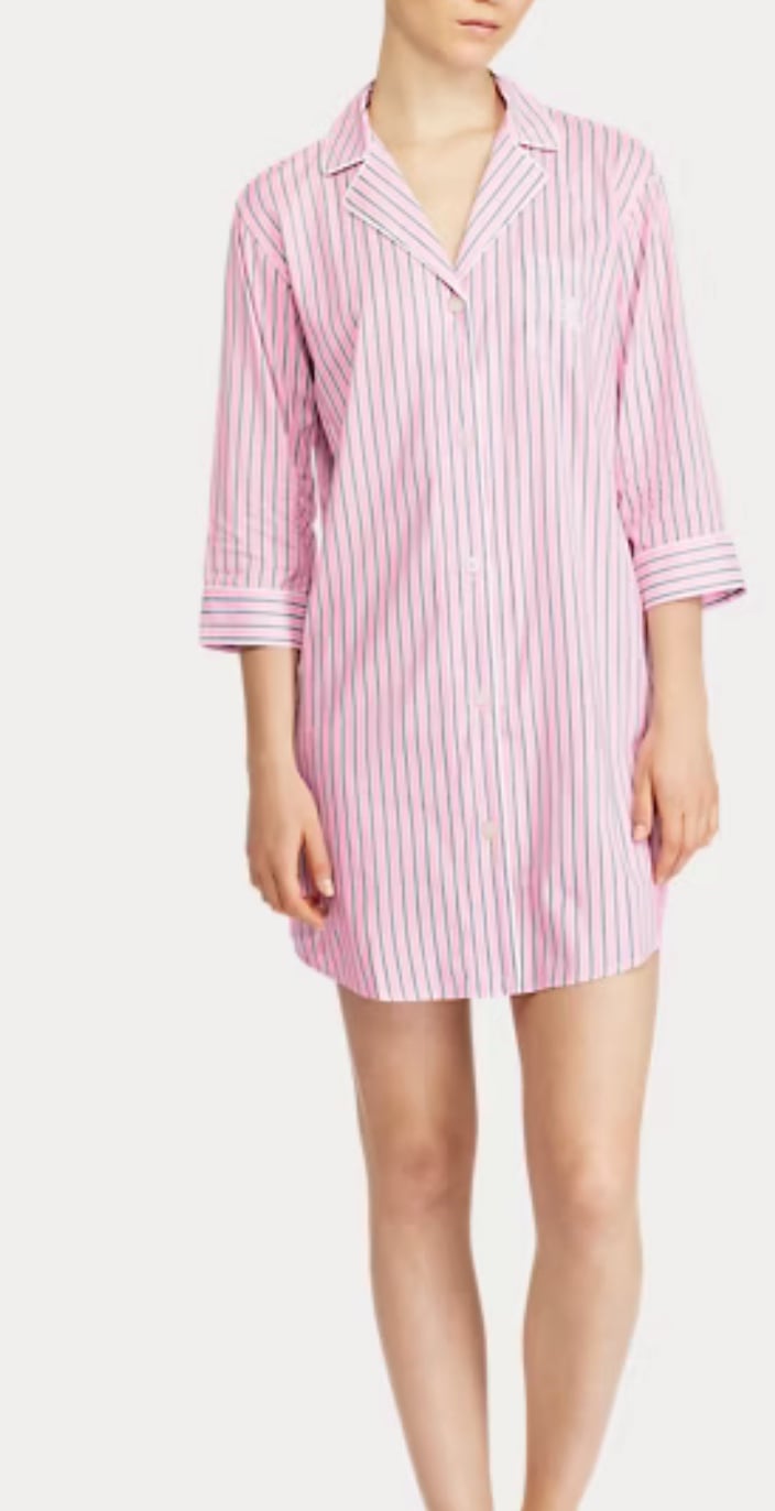 Ralph Lauren Striped Lawn Sleep Shirt Size Medium