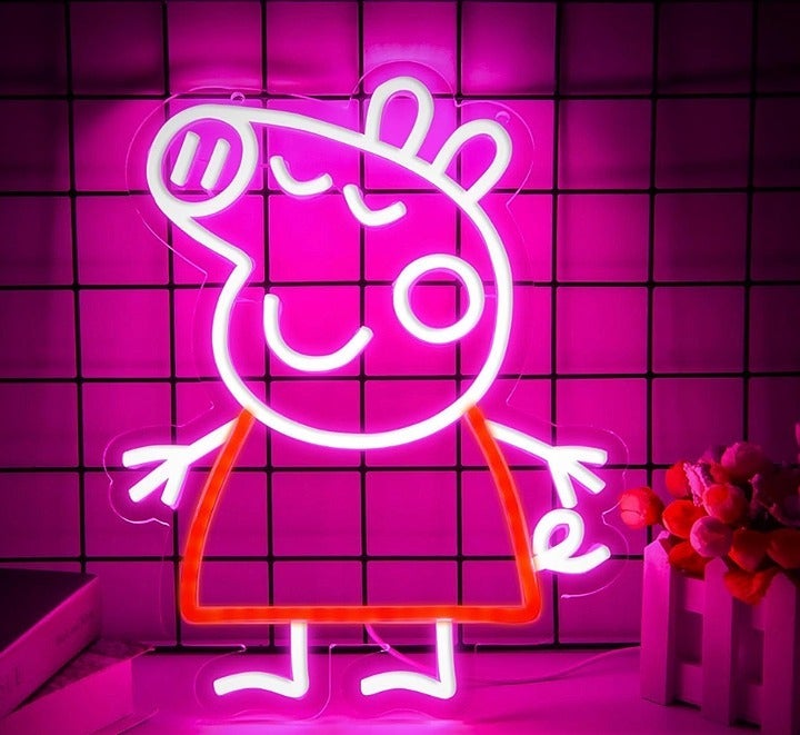 Fun Vivid Bright Pepe the Pig Cartoon LED Night Light Room Wall Decoration