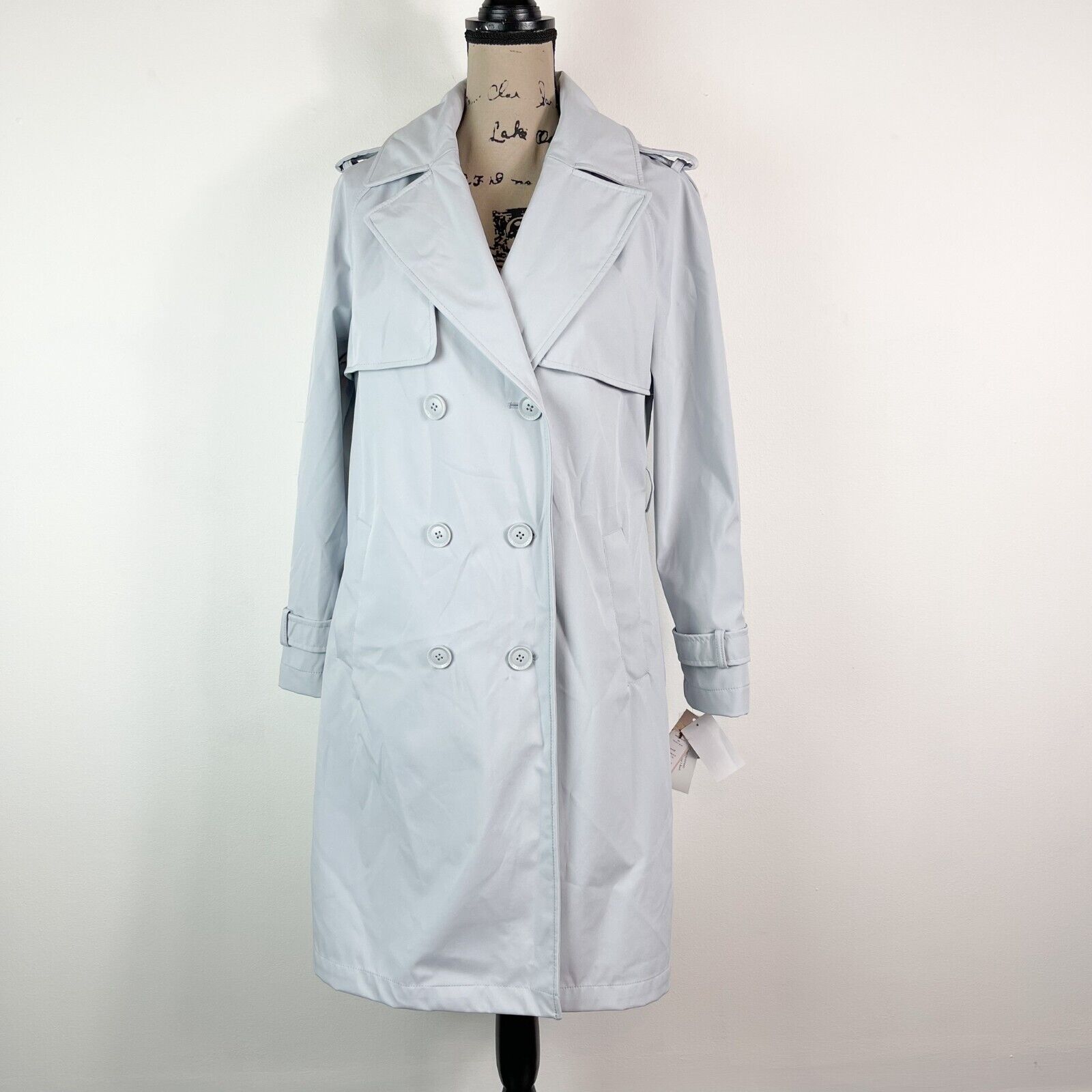 BCBGeneration NWT Double Breasted 3/4 Modern Trench Coat Light Blue Size M