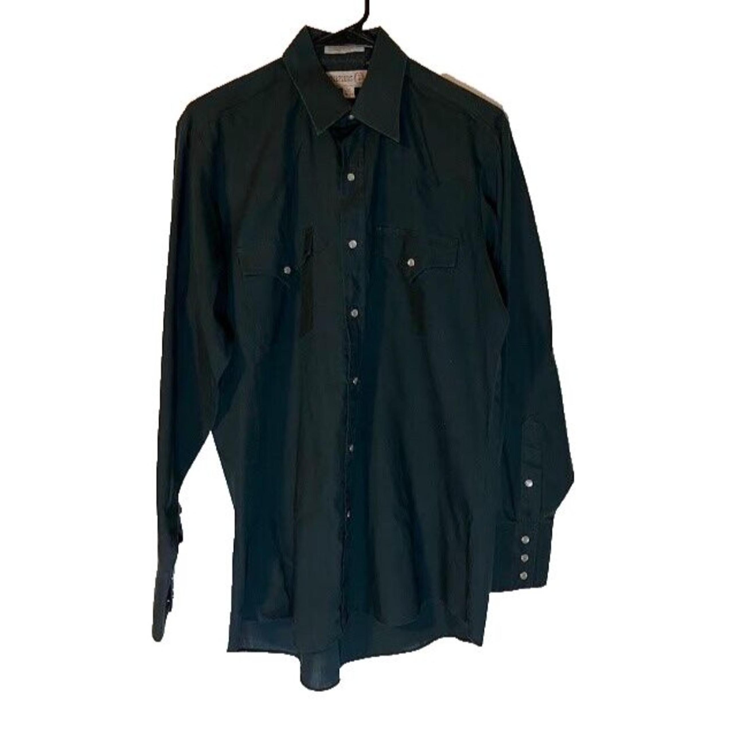 Vtg Sheplers Western Shirt 15-33 Navy Pearl Snap Rodeo Cowboy Country Mens