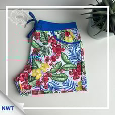 ST33LE - Printed Coast Swim Shorts - Yellow/Blue Tropic Hibiscus (M)
