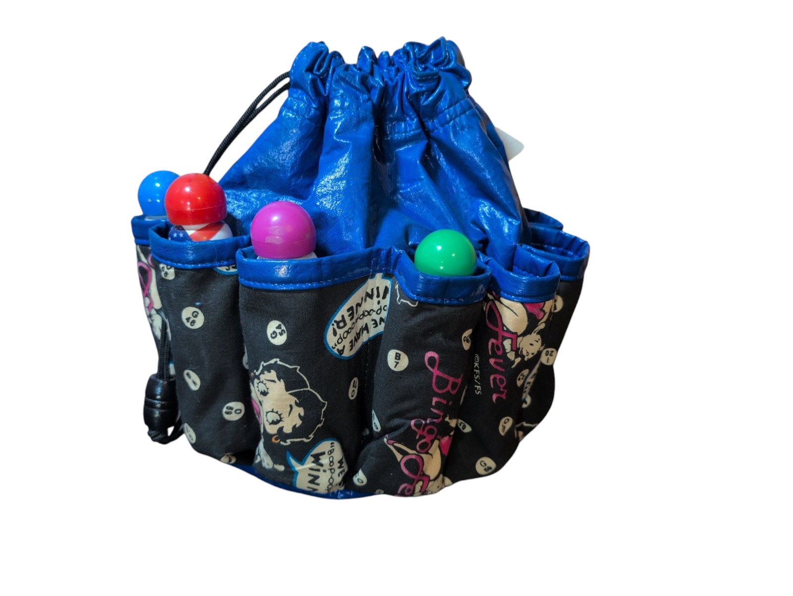 BETTY BOOP Bingo Cinch Bag Royal Blue Pouch USA Retro Nostalgic Vintage