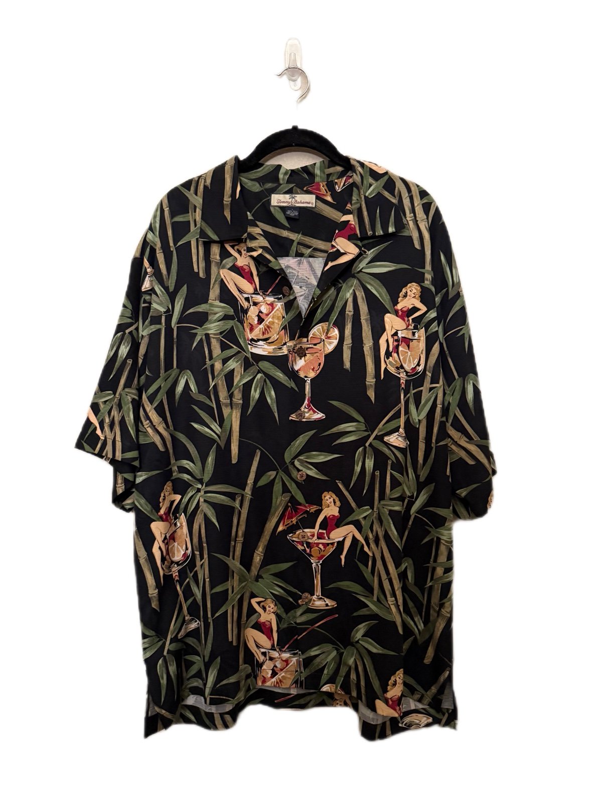 Tommy Bahama Black and Green Casual Button Down Shirt