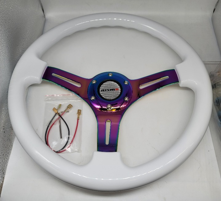 NEW 350mm 14 Universal NISMO ABS Racing Steering Wheel White With Neo Spoke