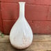 Tall white art glass vase with brown splatter 17”