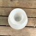 Tall white art glass vase with brown splatter 17”