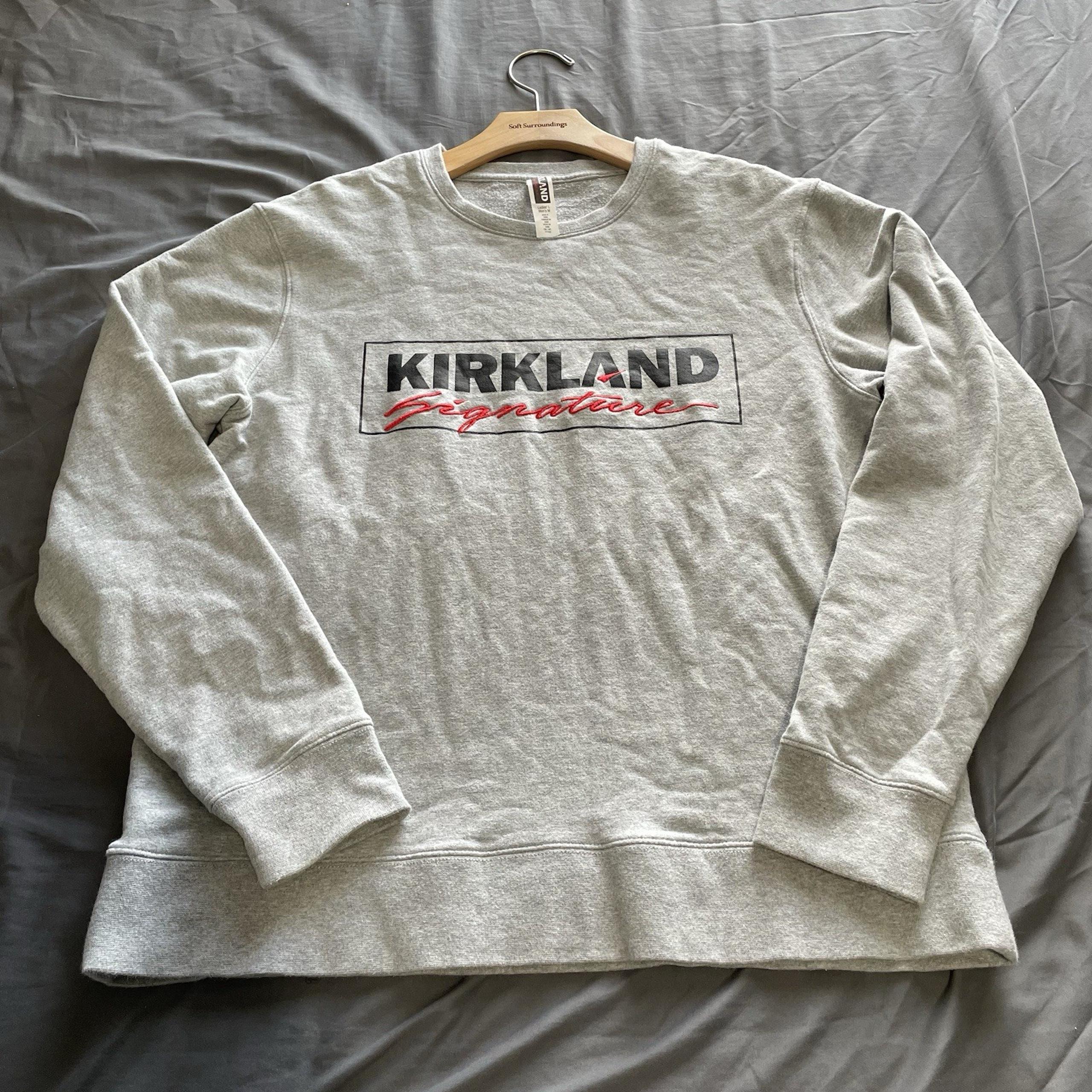 Kirkland Signature Sweatshirt Men's Medium Grey Long Sleeve Embroidered Unisex