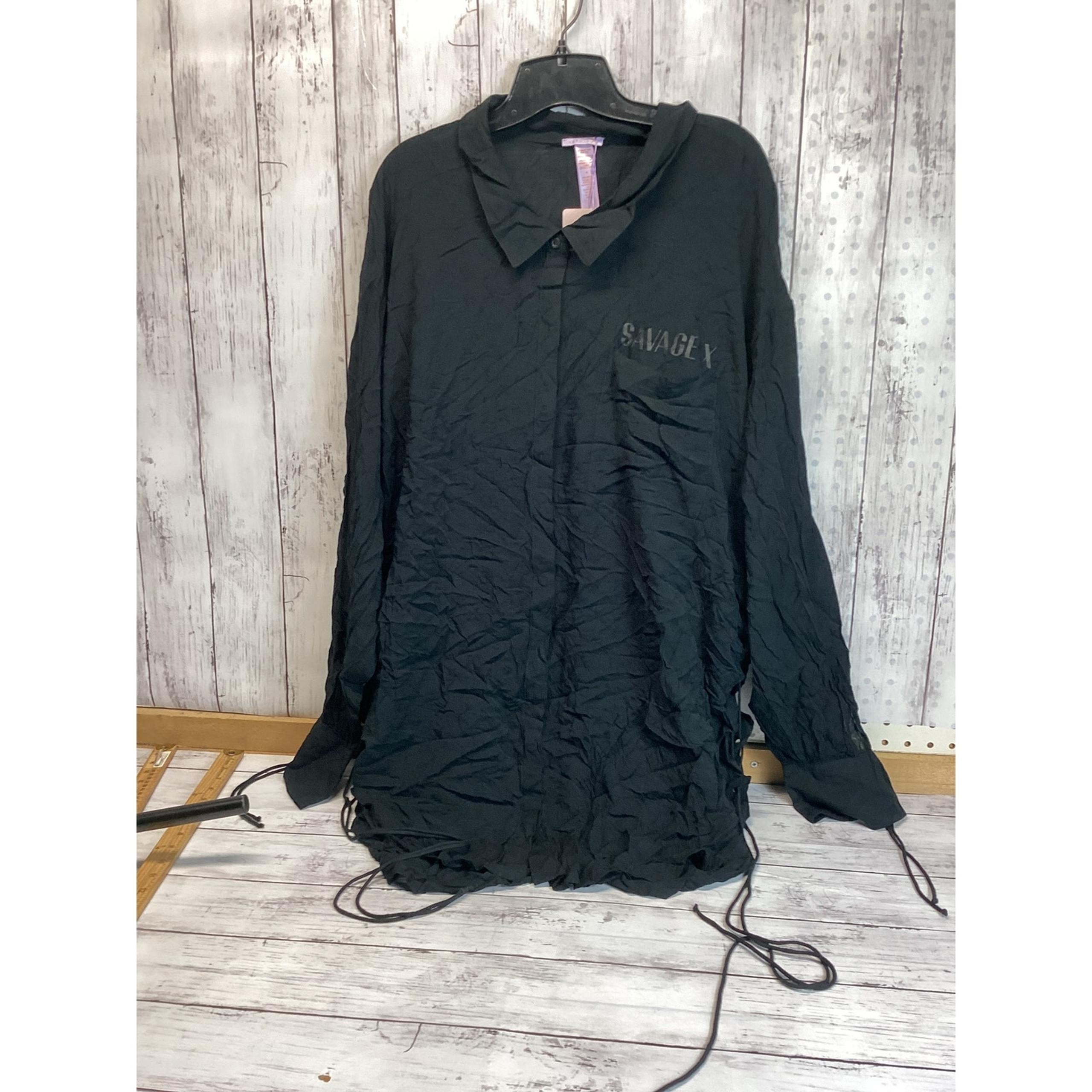 Fenty X Savage Sleep Shirt Top Size 3X Black Women Long Sleeve NWT