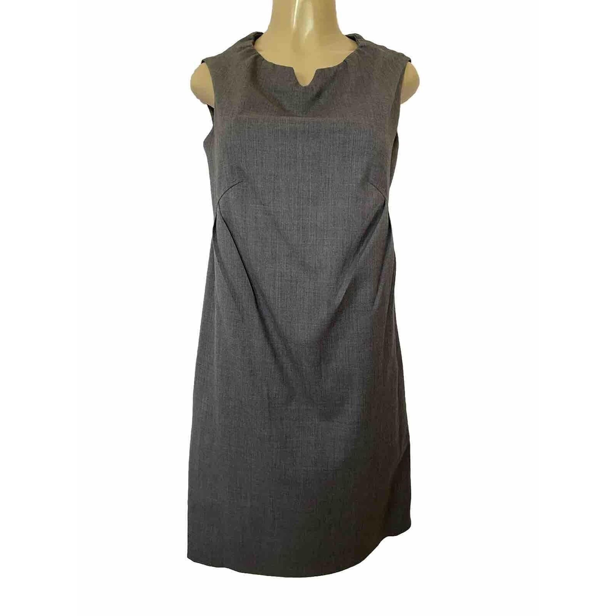 MOSCHINO CHEAP & CHIC Dress Shift Gray Wool Pleated Slip Pockets Sleeveless 10 M