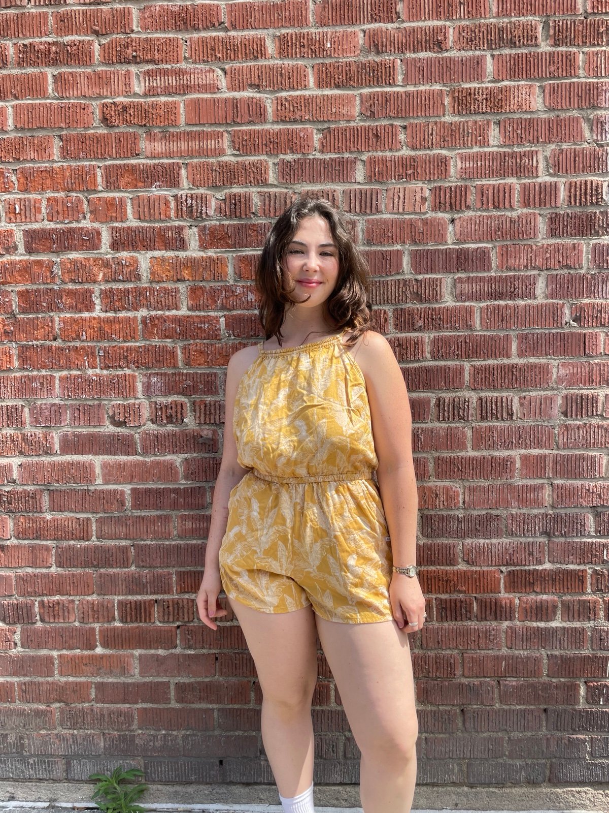 RVCA Boho yellow romper sz L