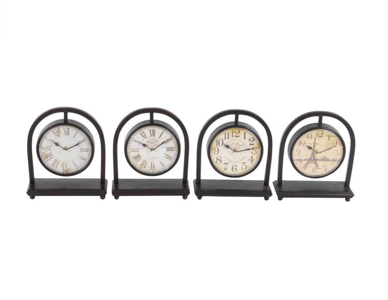 11” Vintage Black Metal Hanging Clock set