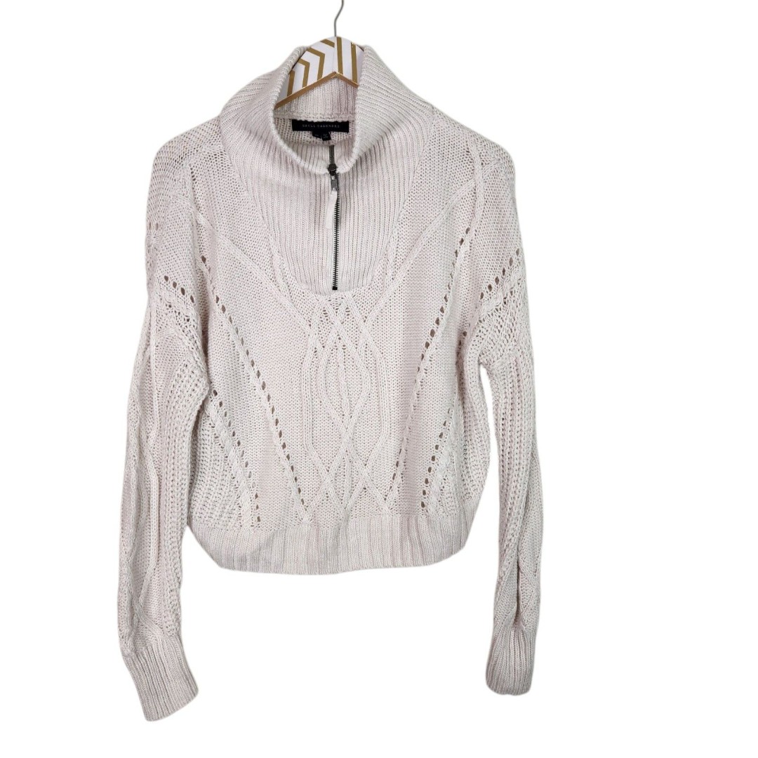 SKULL CASHMERE Sweater Womens XS Cream Lyndsay Cable Knit Half Zip Chunky