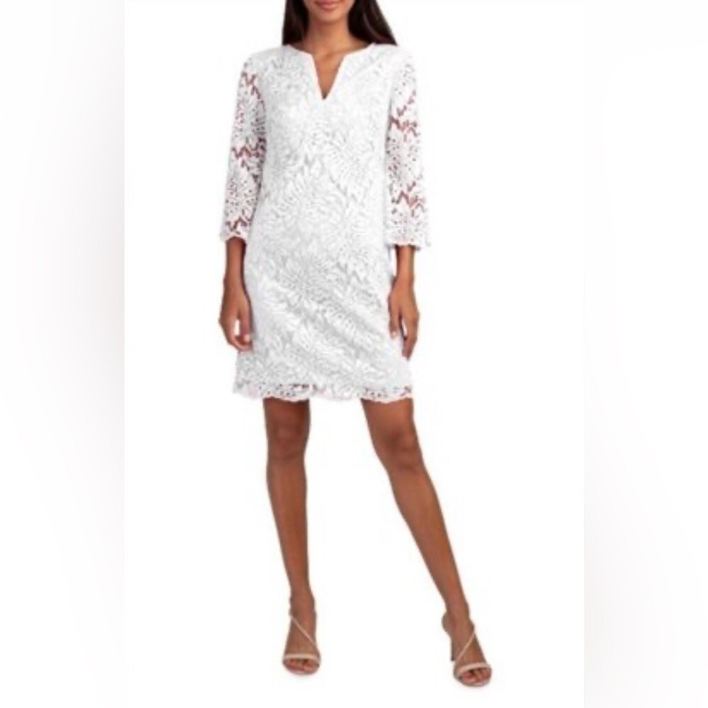 TRINA TURK Leisurely Lace Dress White Women's SIZE 12 bachelorette wedding bride