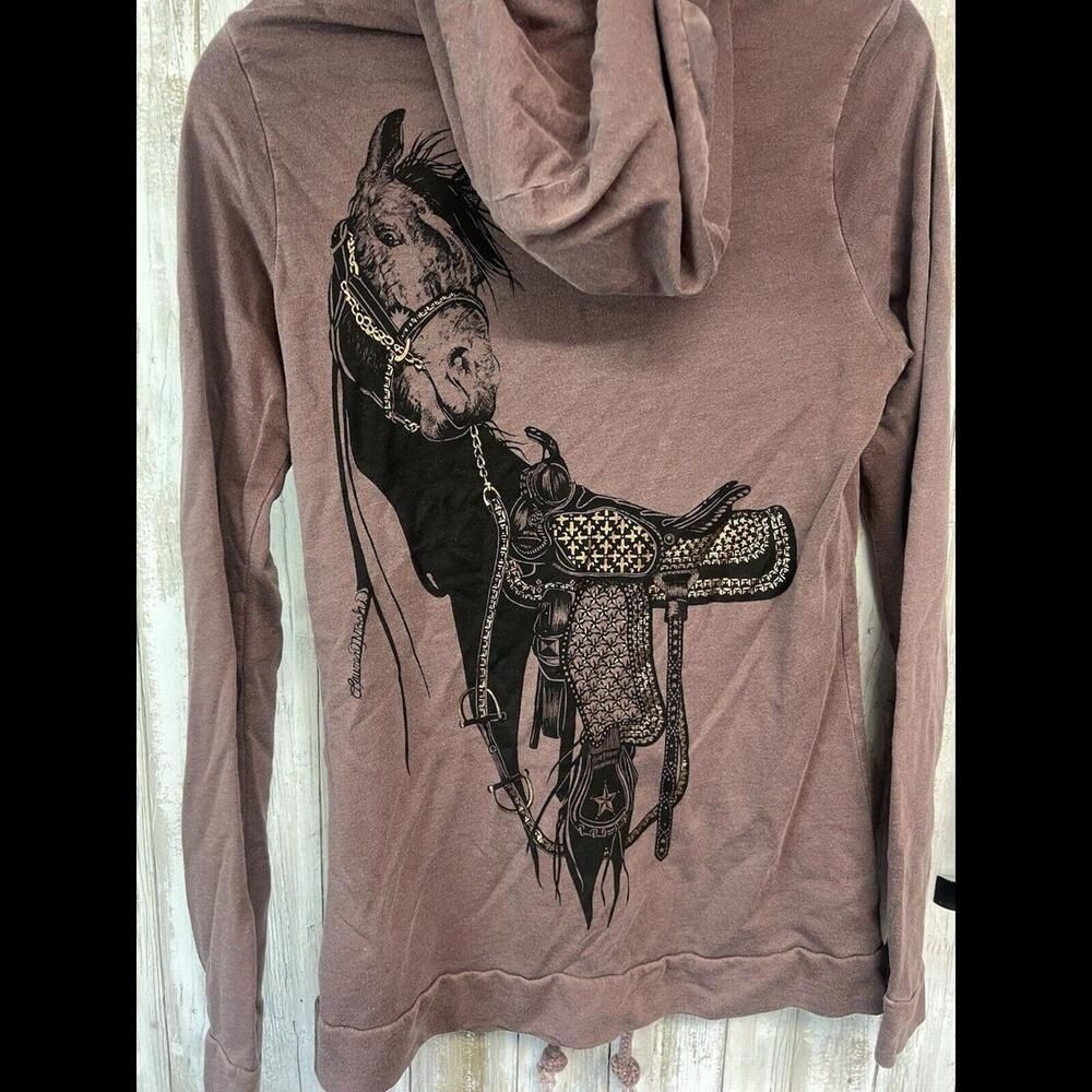 Lauren Moshi Medium Horse Hoodie With Pockets And V Neck