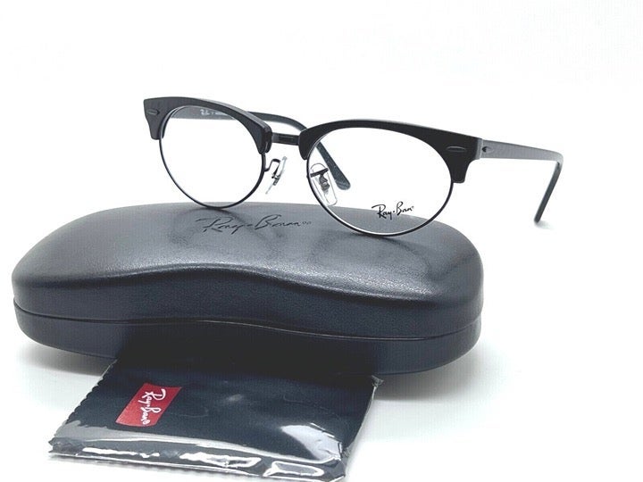 New Ray-Ban Frames Clubmaster RB3946V 8049 52-19-145 Eyeglasses Black on Black