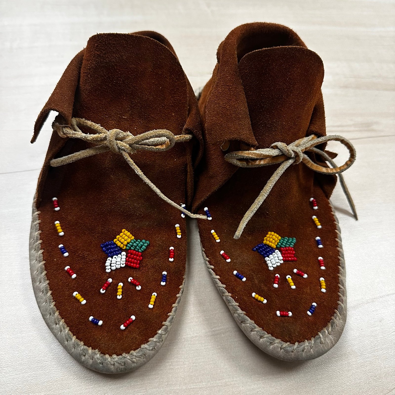 Vintage suede moccasins with beads