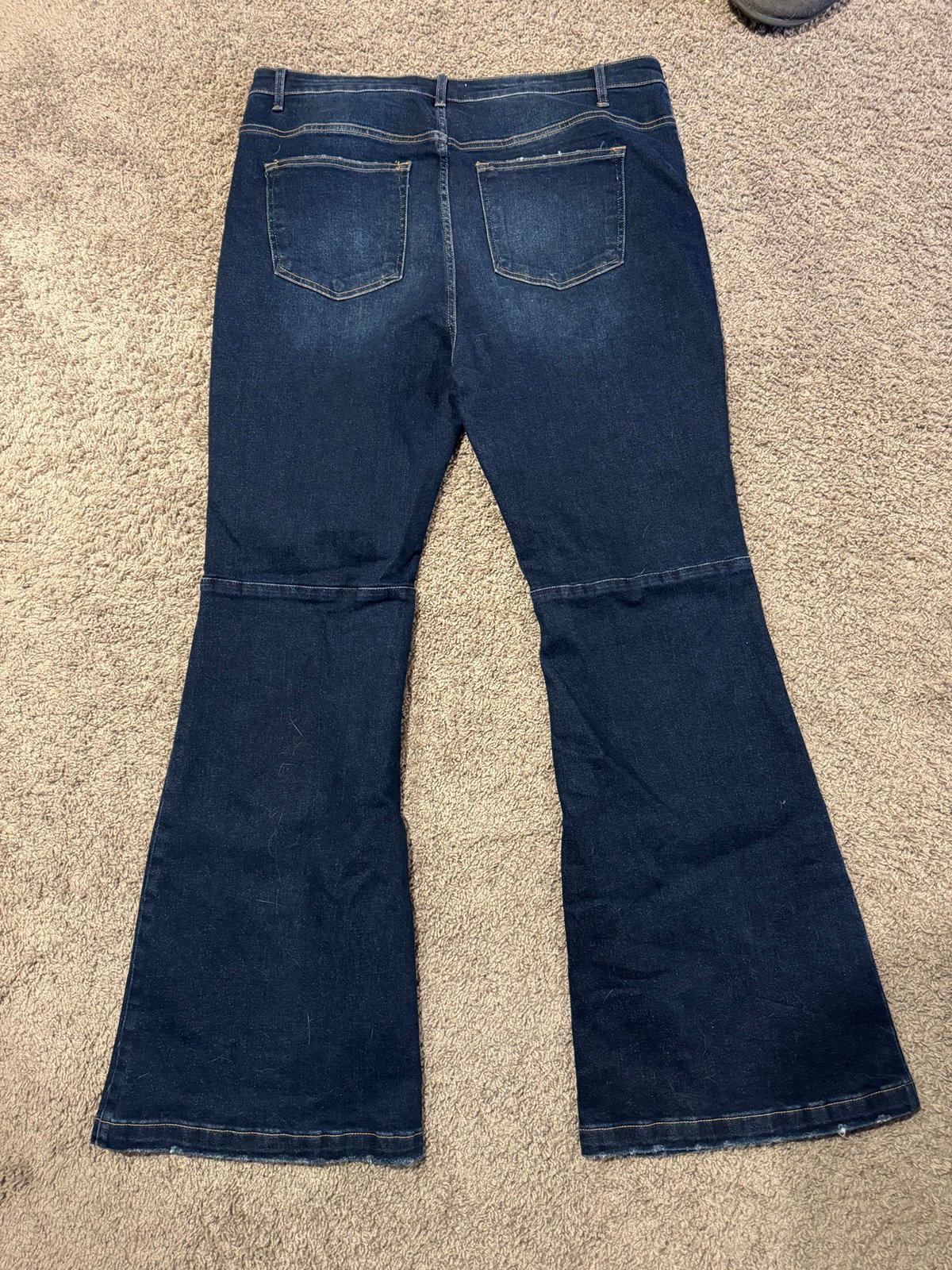Risen x Freckled Poppy High Rise Dark Wash Back Knee Seamed Flare Jeans NWOT