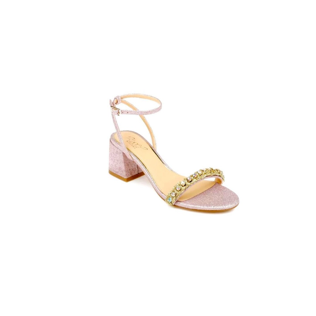 Jewel Badgley Mischka Womens Odonna Block Heel Evening Sandals, Pale Pink Sz 6.5