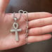 14k white gold 925 egyptian cross chain