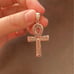14k white gold 925 egyptian cross chain