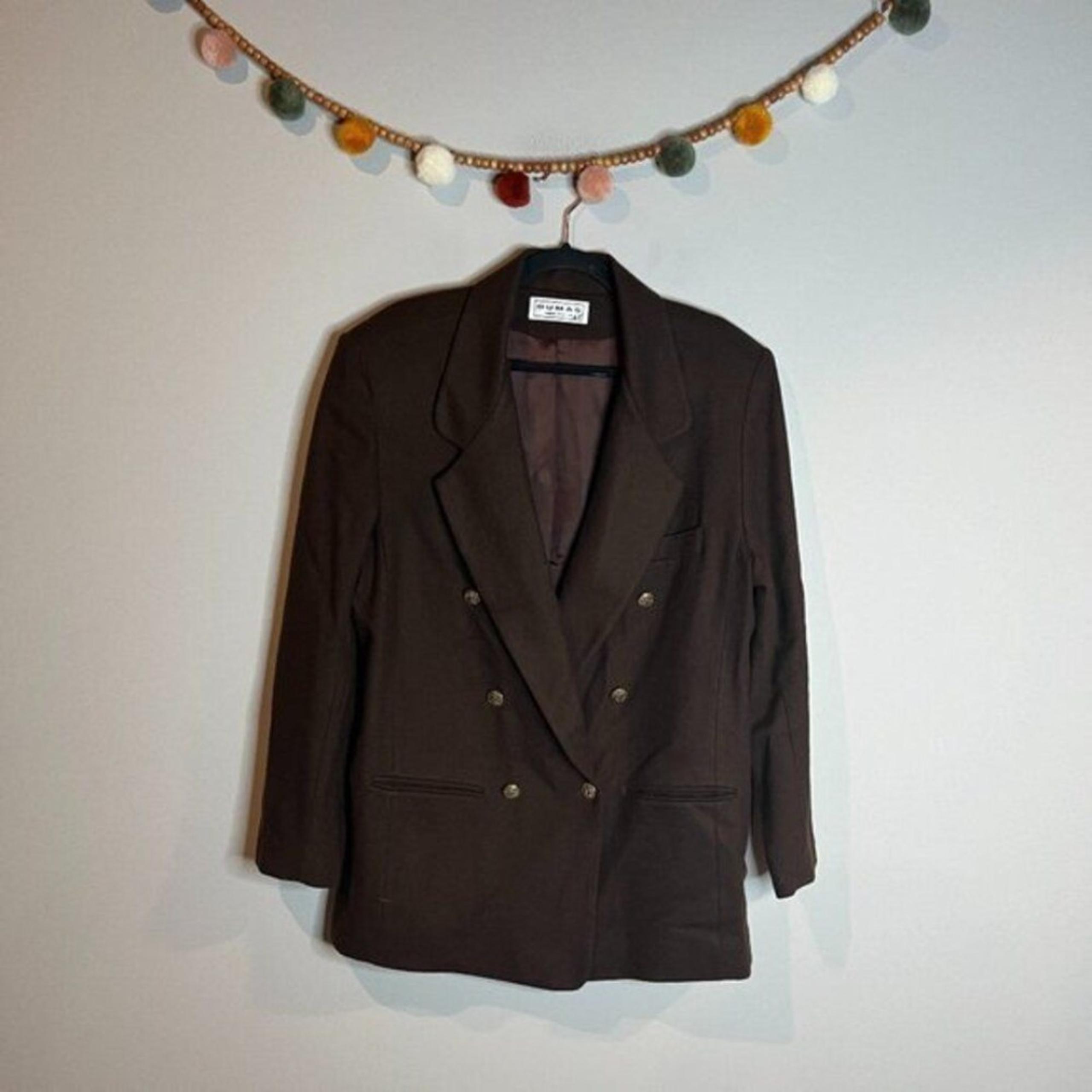Vintage brown wool triple button blazer jacket