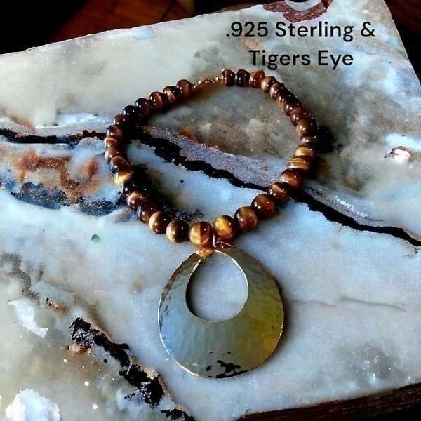 AV Gold over Sterling, Tigers Eye Beaded Necklace from Mexico