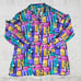 90s Vintage Multicolor Retro Eclectic Geometric Full Button Down Blouse Size 14W