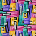 90s Vintage Multicolor Retro Eclectic Geometric Full Button Down Blouse Size 14W
