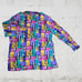 90s Vintage Multicolor Retro Eclectic Geometric Full Button Down Blouse Size 14W