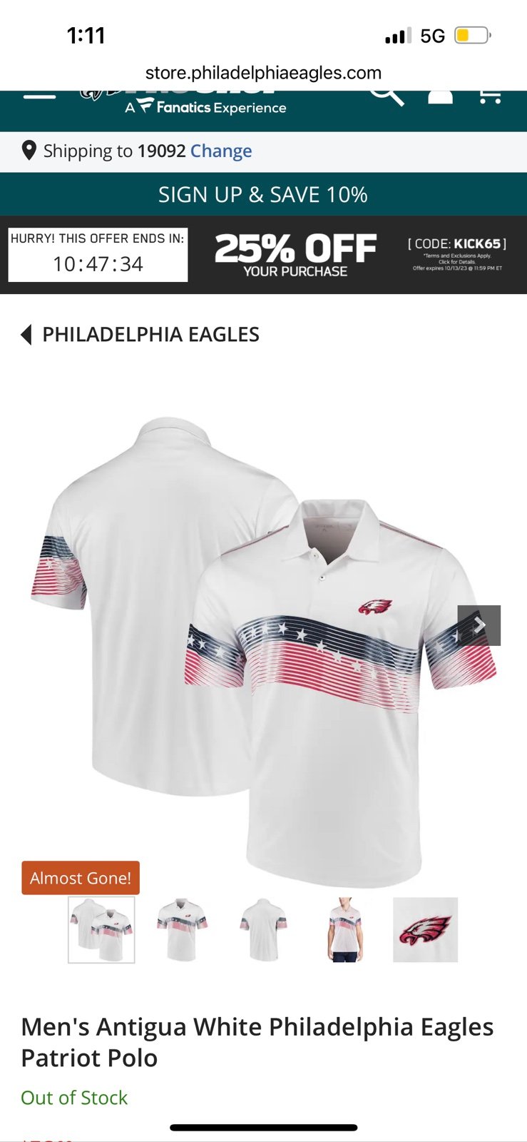 Men's Antigua White Philadelphia Eagles Patriot Polo