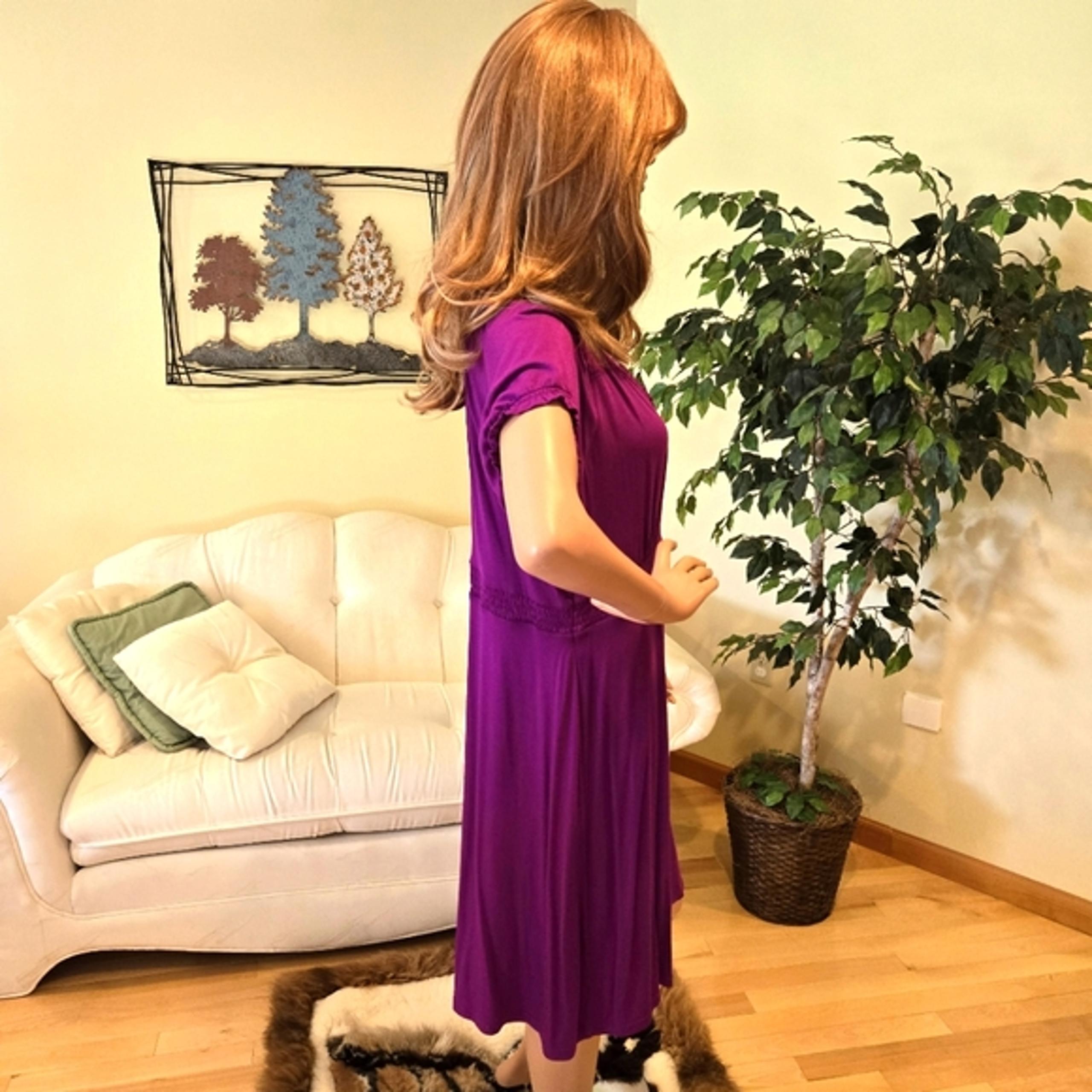 Daisy Fuentes Short Sleeve Purple Summer Dress, Size XL