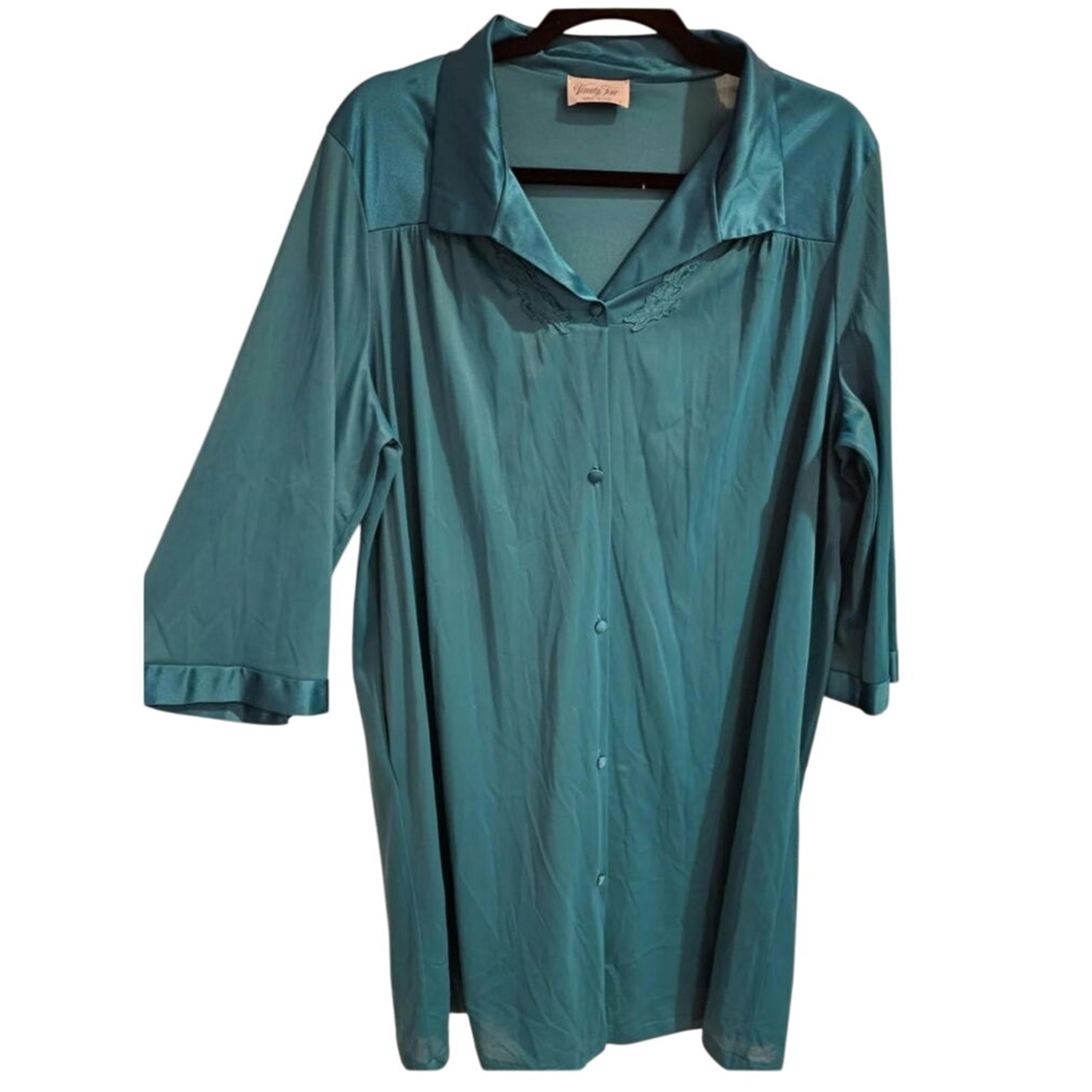 vintage vanity fair nightgown Teal SleepS hirt nightgown Large Cottagecore