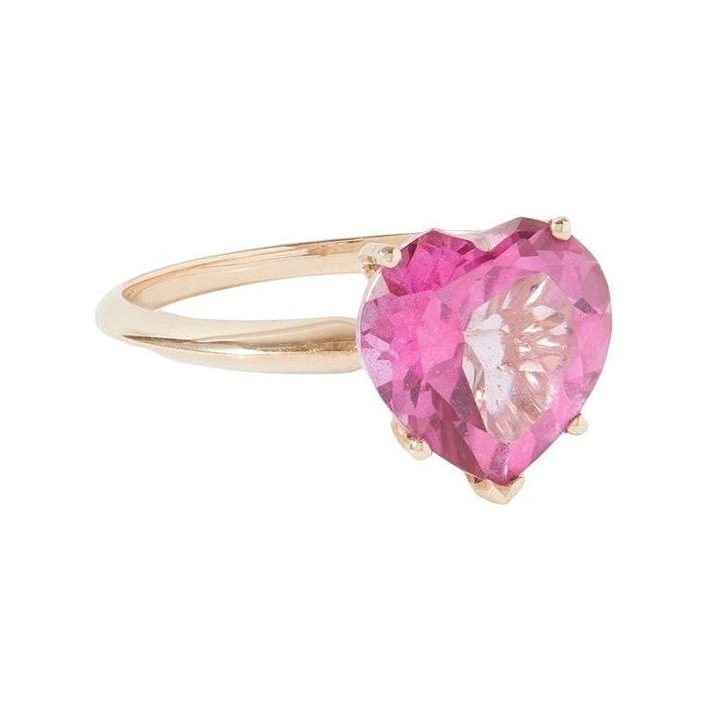 5.40Ct Natural Heart Shape Pink Topaz Solitaire Ring 14k Rose Gold