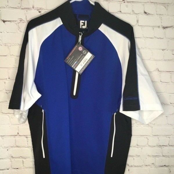 NWT FootJoy FJ Men's Royal/Black/White 1/2 Zip S./Sleeve Golf Windshirt Jacket M