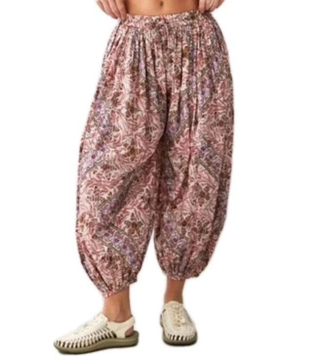 Out From Under Jasime Balloon Pants Small Harem Boho Abstract Floral Drawstring