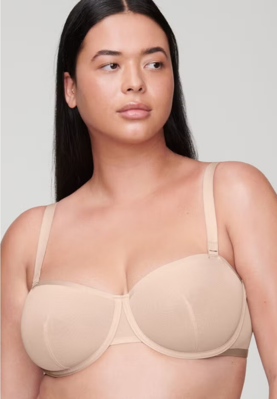 Cuup Bra The Balconette Plunge Bra Mesh Sand Women's 36D, Underwire Sheer Nwt