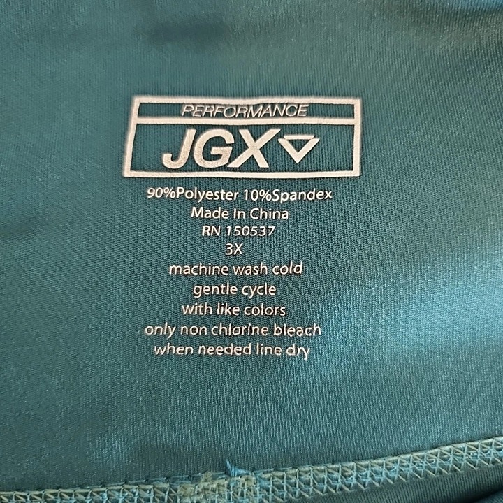 JGX Performance Tummy Control Teal-Turquoise Leggings W/Side Pockets- Size: 3X