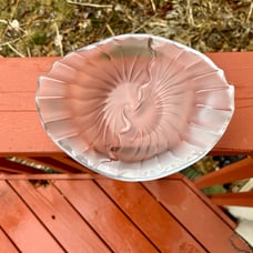 Lalique France Frosted Crystal Large Oval Bowl Nancy Cendrier