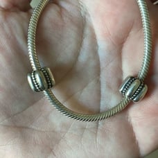 (2)Authentic Pandora Dots & Ridges Barrel Clip Charms