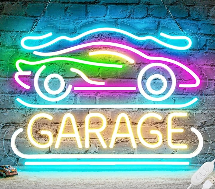 Fun Colorful Bright Sports Car Garage LED Night Light Room Wall Decor