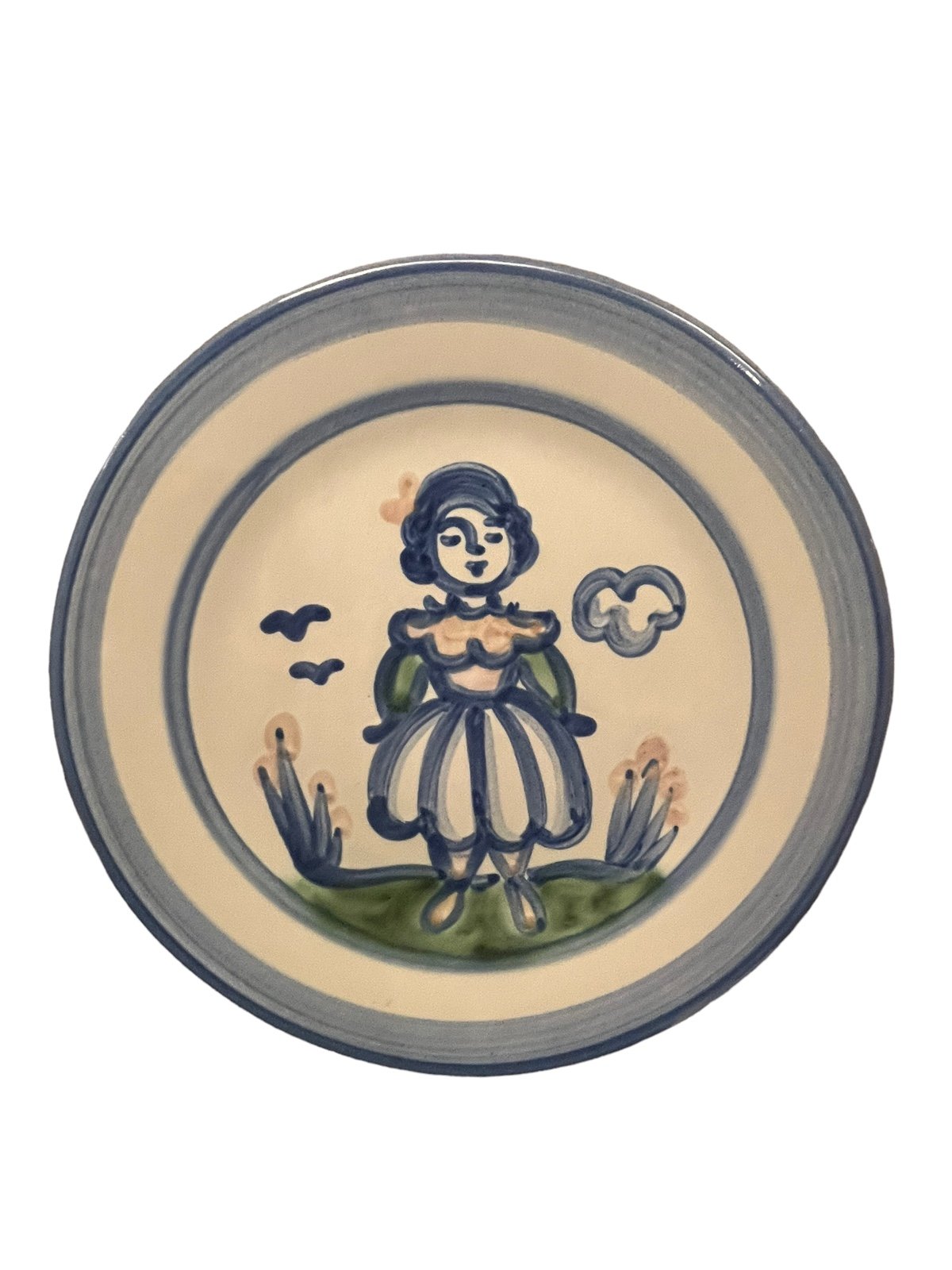 MA Hadley Pottery Plate Farmer's Wife 7 1/2